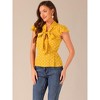 INSPIRE CHIC Women's Polka Dots Tie V Neck Flutter Cap Sleeve Blouse - 2 of 4
