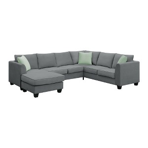 NicBex Modular Sectional Sofa L-Shaped Sofa Corner Couch Set with Ottoman and 3 Pillows for Living Room,Apartment,Office - 1 of 4