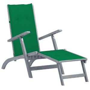 vidaXL Patio Deck Chair with Footrest and Cushion Solid Acacia Wood - 1 of 4