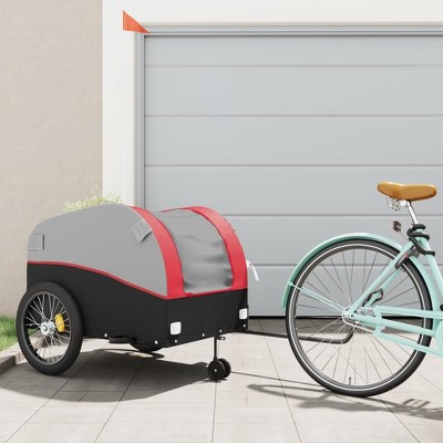 VidaXL Bike Trailer Black and Red 99.2 lb Iron