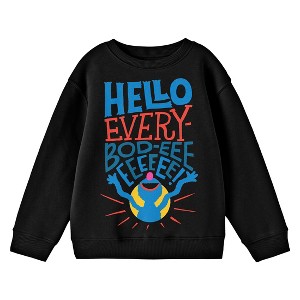 Bioworld Sesame Street Grover Hello Everybod-eee Youth Black Crew Neck Sweatshirt - 1 of 2