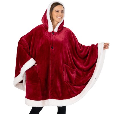 PAVILIA Angel Wrap Hooded Blanket for Women Adult, Wearable Cozy Wrap Throw Fleece Shawl Cape
