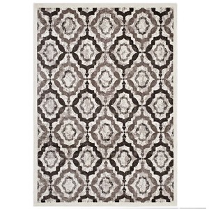 Modway Kalinda Rustic Vintage Moroccan Trellis 8x10 Area Rug - Brown, Beige and Ivory,  100% Soft Heat-Set Polypropylene ,  Tight Low Pile Weave - 1 of 4