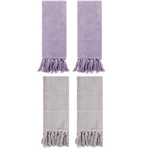 REGALWOVEN Solid Cotton Bathroom Hand Towel with Tassel 4 Pack - 1 of 4