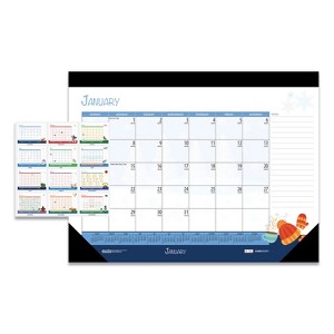 Recycled Desk Pad Calendar, Illustrated Seasons Artwork, 22 x 17, Black Binding/Corners,12-Month (Jan to Dec): 2025 - 1 of 4