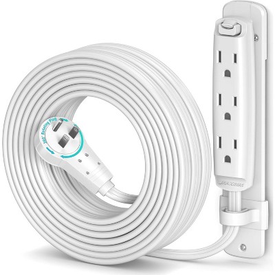 Maximm 360 Degree Rotating Flat Extension Cord Multi 3 Outlet Power Cord with Mounting Bracket, Grounded 16 AWG UL Certified