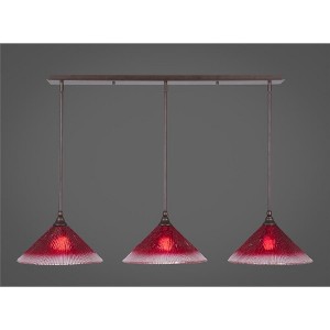 Toltec Lighting Any 3 - Light Chandelier in  Bronze with 12" Raspberry Crystal Shade - 1 of 1