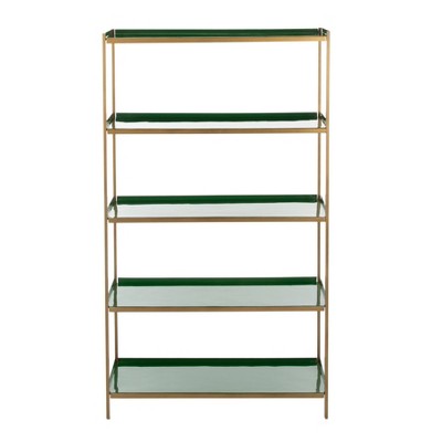 52" Justine 5 Tier Etagere Green/Brass - Safavieh