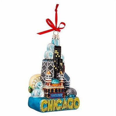 Kurt Adler Glass Ornament for Christmas Tree, Chicago