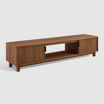 Modern Fluted Wood 2 Door TV Stand for TVs up to 80" - Saracina Home