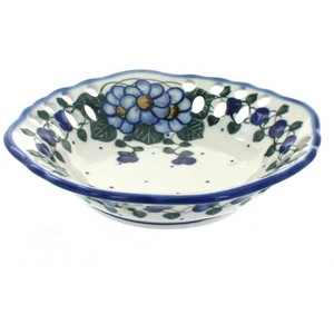 Blue Rose Polish Pottery 32A WR Unikat Small Fruit Dish - 1 of 2
