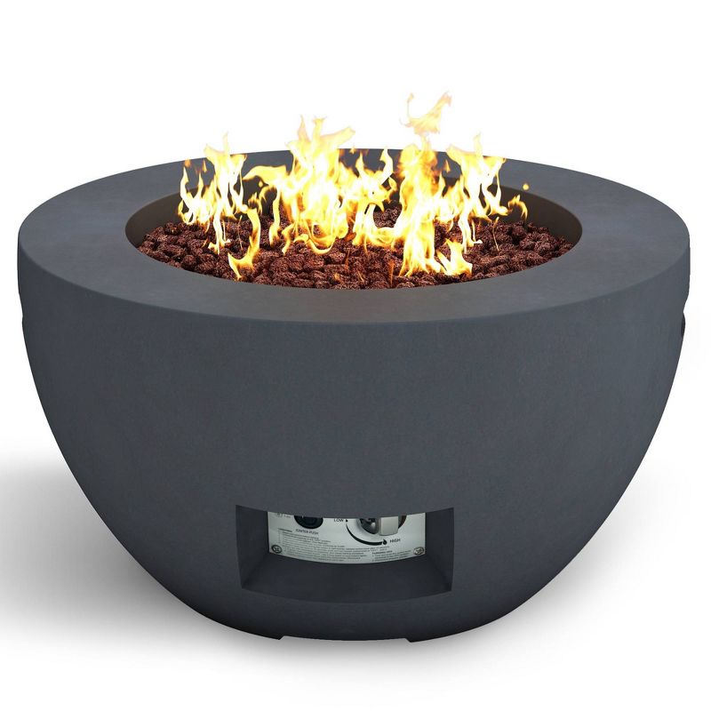 Kante 25&#34; Outdoor Round Concrete &#38; Metal Propane Gas Smokeless Bowl Fire Pit Table - Charcoal - Rosemead Home &#38; Garden, Inc., 4 of 10