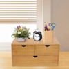 YIYIBYUS Bamboo Desk Organizer Drawers, Tabletop Storage Organization Box - 2 of 4