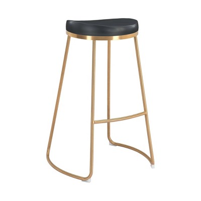 Set of 2 Filbert Barstools Black/Gold - ZM Home