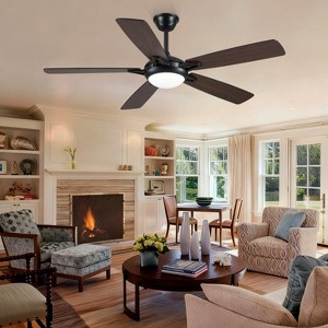 Kviflon 46 Inch Downrod Ceiling Fan with LED Light,5 Reversible Plywood Blades,APP and Remote Control - 1 of 4