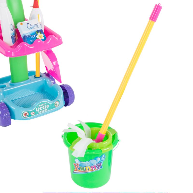 Toy Time Kids' Pretend Cleaning Set – Play Housekeeping and Janitor Accessories Cart With Broom, Mop, and Dustpan, 4 of 6