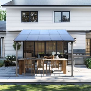 10' x 10' Outdoor Pergola Gazebo,Wall-Mounted Lean to Metal Awning Gazebo with Roof,Large Heavy Duty for Patio,Decks,Backyard - 1 of 4