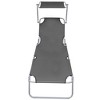 vidaXL Folding Sun Lounger with Canopy Steel Gray - 3 of 4