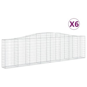 vidaXL Gabion Baskets Set of 6 - Galvanized Iron Garden Wall - Decorative & Sound-Insulating - Silver - 157.5"x11.8"x39.4"/47.2" - 1 of 4