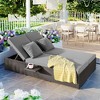 Gulches Gray + Foam Double Patio Chaise Lounges with Adjustable Backrest - Outdoor Reclining Chairs - 3 of 4