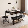 Square Dining Table Set for 4 with Wood Tabletop, 2 Upholstered Chairs & Bench, Heavy-Duty Metal Frame, Storage Dinette Set for Dining Room - 3 of 4