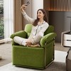 360° Swivel Accent Chair with Gold Metal Frame, Fluffy Upholstered Armchair for Living Room or Bedroom, Modern Square Lounge Chair-Maison Boucle - 3 of 4