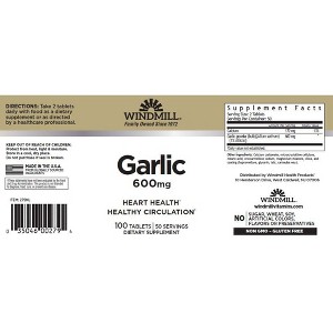 Windmill Garlic 600mg Tablet, 100 Ct - 1 of 2