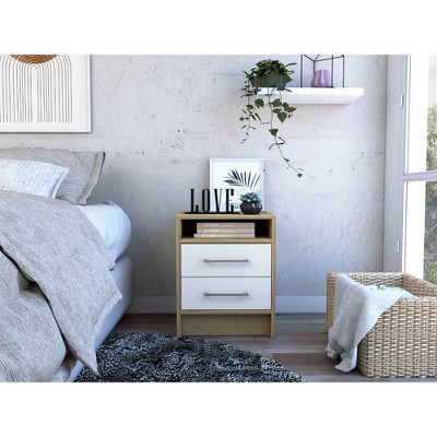 NicBex Nightstand with  Drawers,1pc Side Table with Metal Handle and ,Bedside Table for Bedroom,Living Room,Black/White/Brown