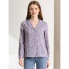 INSPIRE CHIC Women's Vintage Notched Lapel Long Sleeve Printed Button Down Tops - 4 of 4