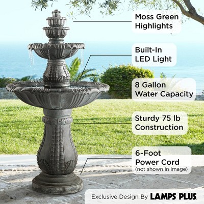 Hampton Slate 4-Tier Outdoor Water Fountain with LED Light