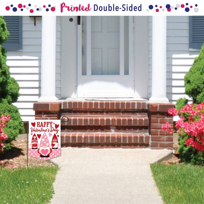 Big Dot of Happiness Valentine Gnomes - Outdoor Home Decorations - Double-Sided Valentine's Day Party Garden Flag - 12 x 15.25 Inches, 2 of 9