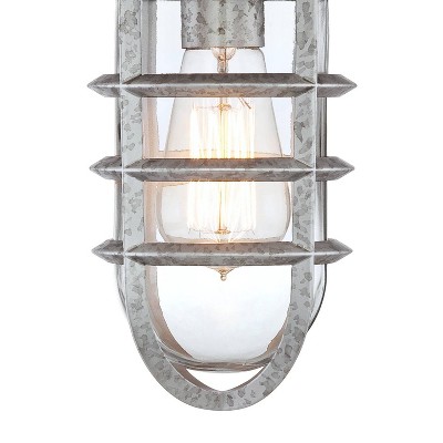 Marlowe Galvanized Steel Cage Frame Outdoor Wall Lights Set of 2