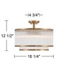 Possini Euro Design Warren 16 1/4" Modern Semi Flush-Mount Ceiling Light Fixture Kitchen Foyer Hallway Drum Round 5-Light Bronze Finish Crystal - image 4 of 4