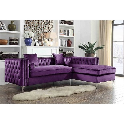Monet Right Facing Sectional Sofa Purple - Chic Home Design