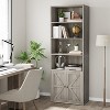 71.4" Farmhouse Bookcase with Doors - 6-Shelf Industrial Storage Unit, 11.8" Deep Wood Display Shelves for Living Room, Bedroom, Office - 2 of 4