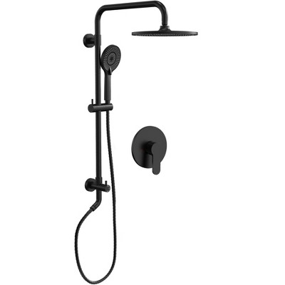 YAWWALK 10" Rainfall Shower System with Handheld Spray, Wall Mount, Pressure-Balanced Valve