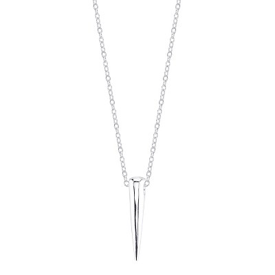 Women's Sterling Silver Drop Spike Necklace - Silver (18.8")