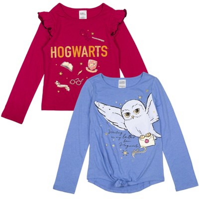 Harry Potter Hogwarts Hedwig Owl Little Girls 2 Pack Ruffle T-shirts ...