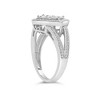 Silver 1/3 Cttw Diamond Rhombus and Beaded Halo Ring - 4 of 4