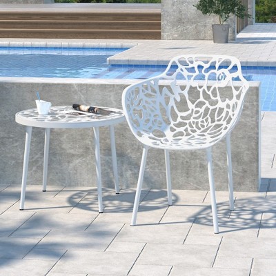 Devon White Aluminum Stackable Outdoor Dining Chair