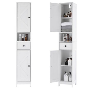 66.9 Inch Tall Narrow Bathroom Storage Cabinet, Adjustable Shelf Freestanding Water-Resistant Organizer for Small Bathroom - 1 of 4