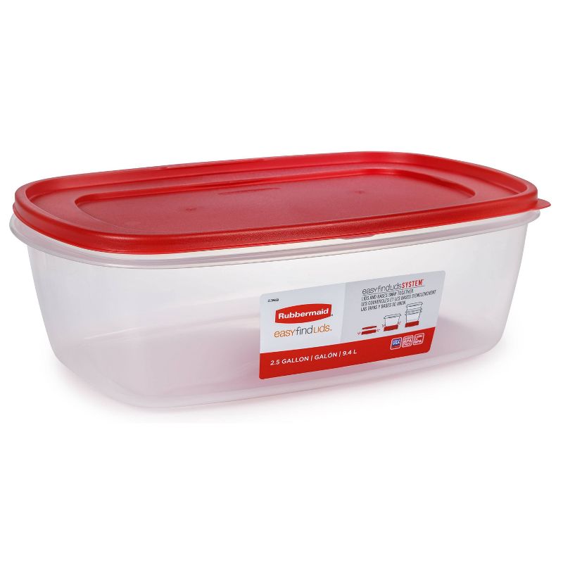 Rubbermaid Easy Find Lids 320oz (2.5 gal) Plastic Rectangle Food Storage Container Clear, 1 of 5