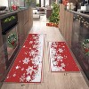 Acekool 2-Piece Red White Snow Print Indoor Mat Set, Soft Non-Shedding, Machine Washable, 17"x29" & 17"x47" - 4 of 4