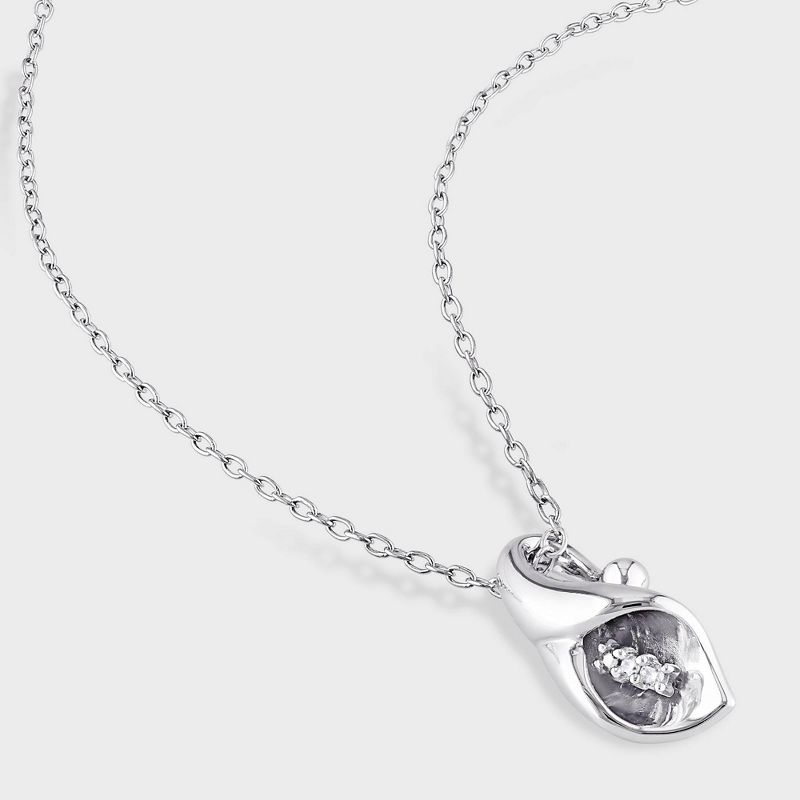 Women&#39;s Diamond Pendant Necklace - Silver, 3 of 4