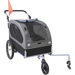 VEVOR Dog Bike Trailer, Supports up to 88 lbs, 2-in-1 Pet Stroller Cart Bicycle Carrier, Easy Folding Cart Frame with Quick Release Wheels,Black/Gray - 1 of 4