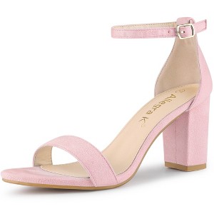Allegra K Women's Adjustable Buckle Ankle Strap High Chunky Heels Sandals - 1 of 4