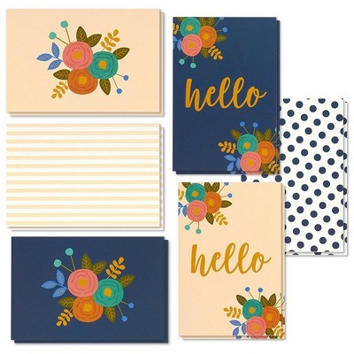 48-Pack All Occasion Hello Greeting Card w/Envelopes, 6 Modern Design, 4"x6"