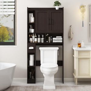 Over The Toilet Storage Cabinet with Barn Door, Home Space-Saving Toilet Rack - 1 of 4
