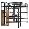 YOOCOZZ Full Size Metal Loft Bed with Built-in Desk, Shelves, Storage Stairs and Wardrobe - 4 of 4