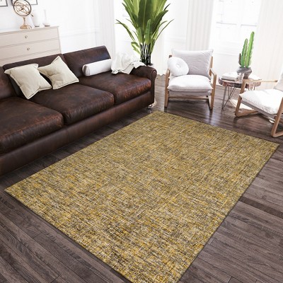 Handmade Gray and Gold Wool Reversible Rectangular Rug 4' x 6'